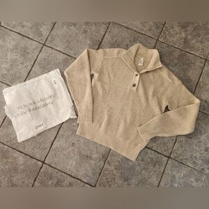 Pact - Women's Flax Heather Luxe Knit Henley Sweater